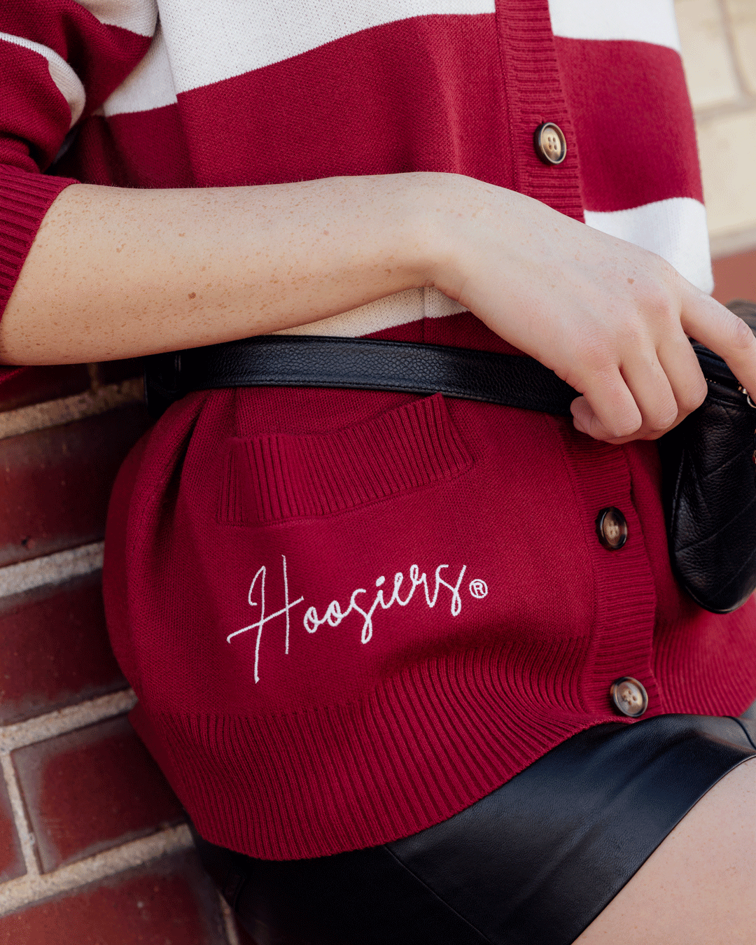 cardigan with indiana university hoosiers decoration, perfect for campus wear, alumni, and championship games.