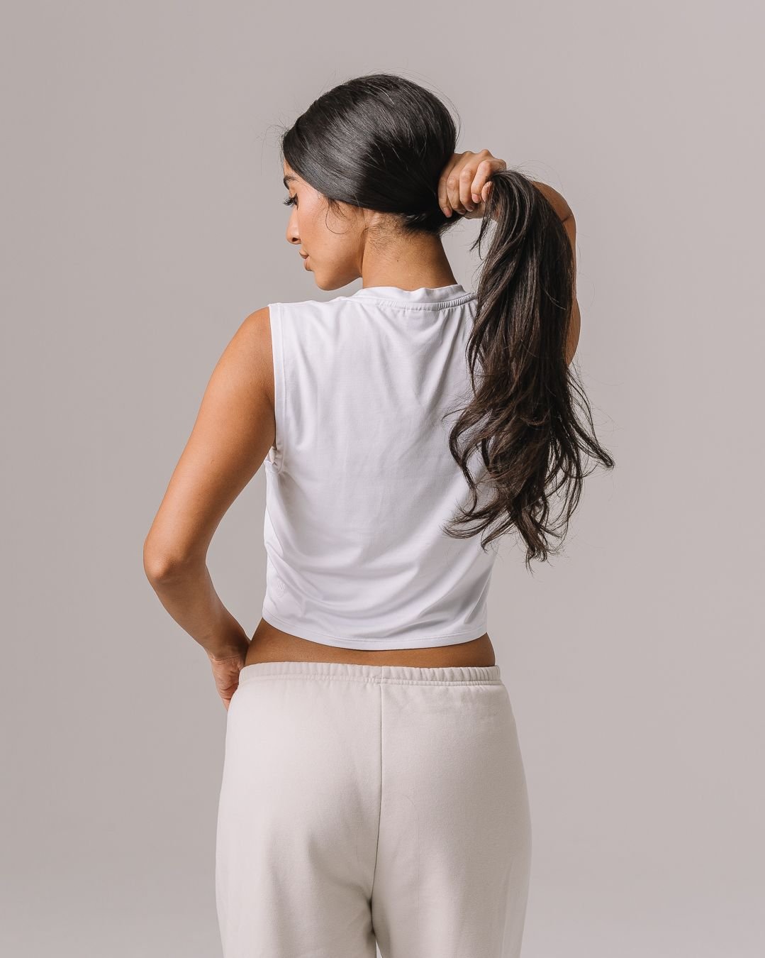 white empower muscle tank, perfect for game day