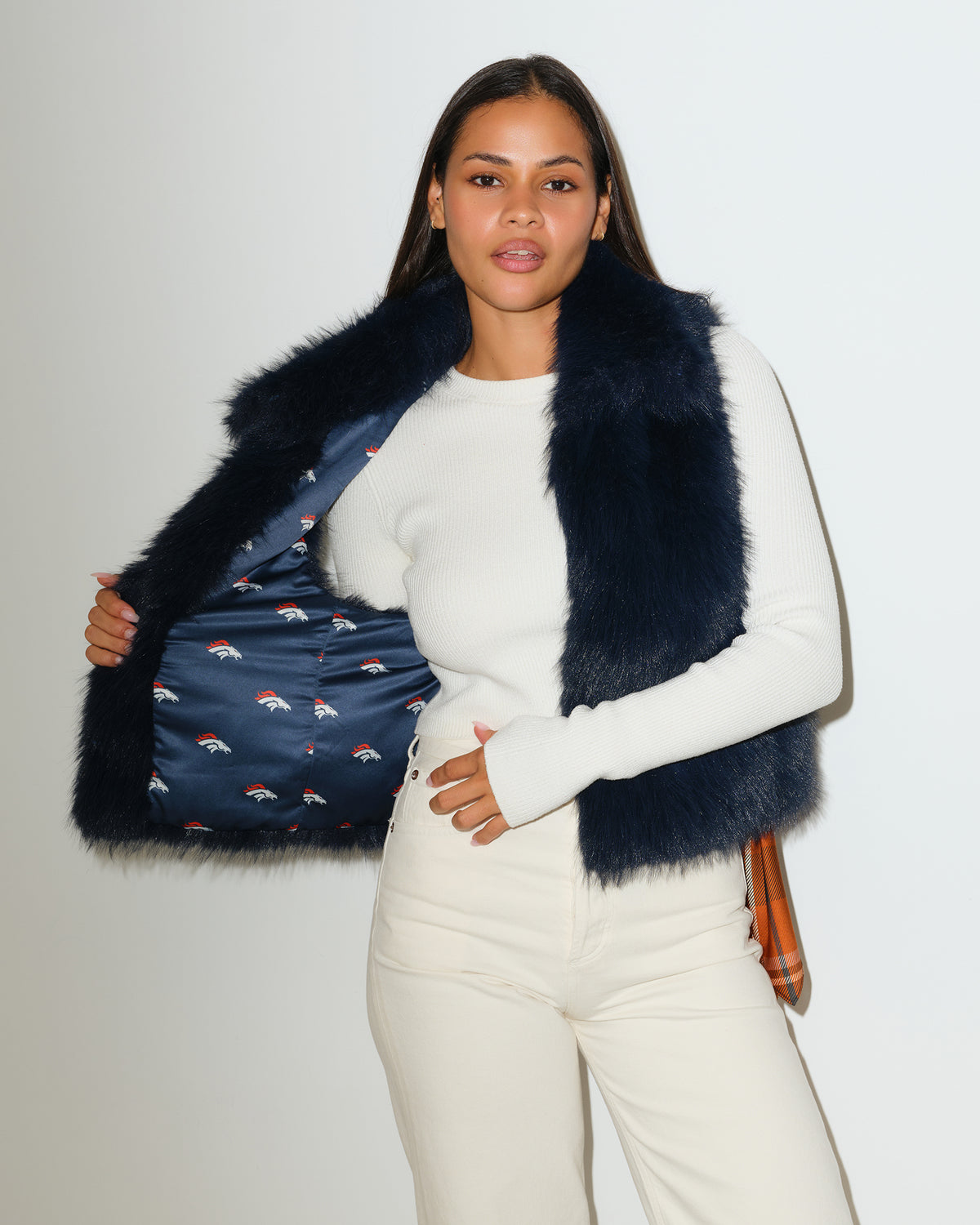 Denver Broncos Faux Fur Vest