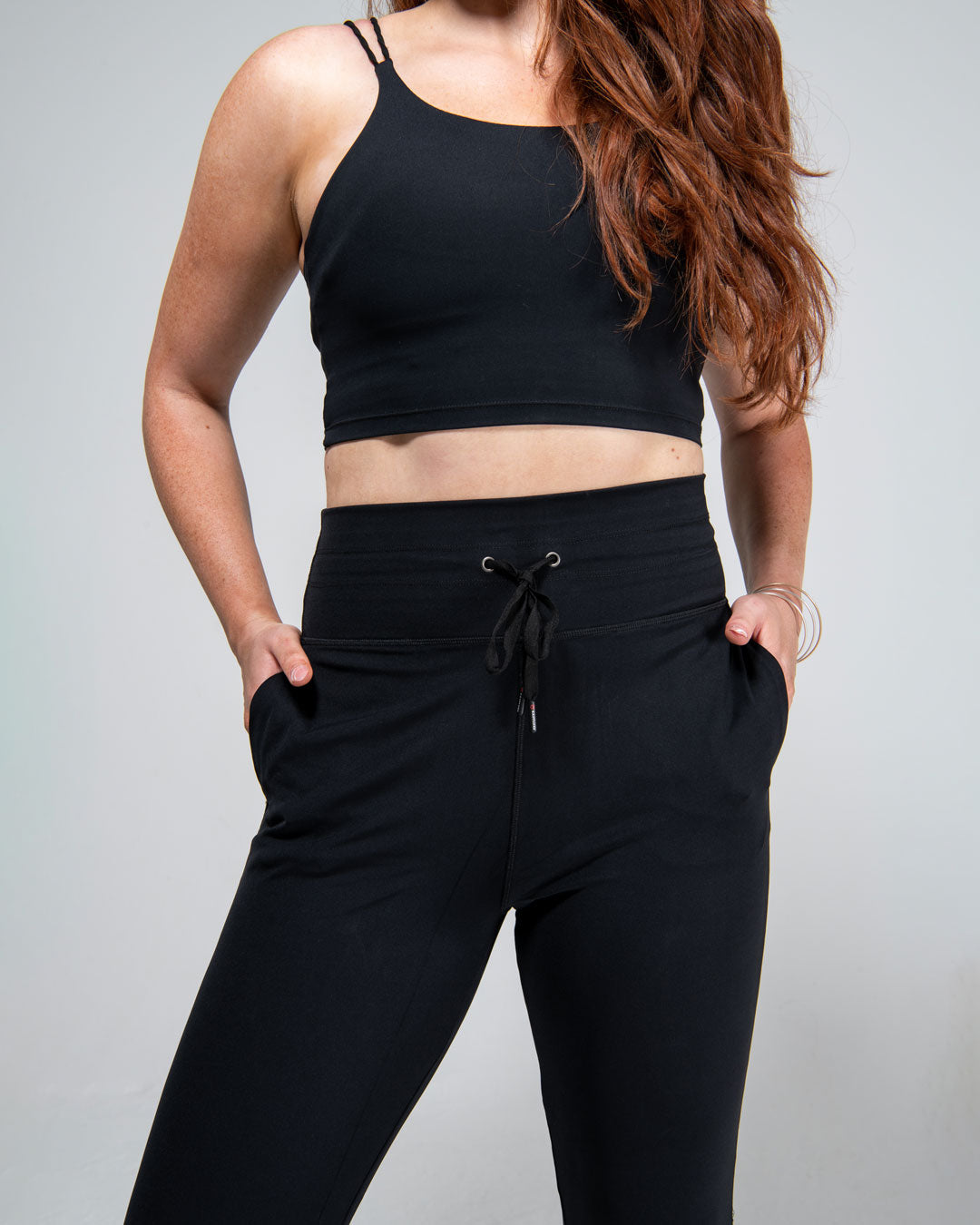 Front view of KADYLUXE Athleisure Jogger in Black