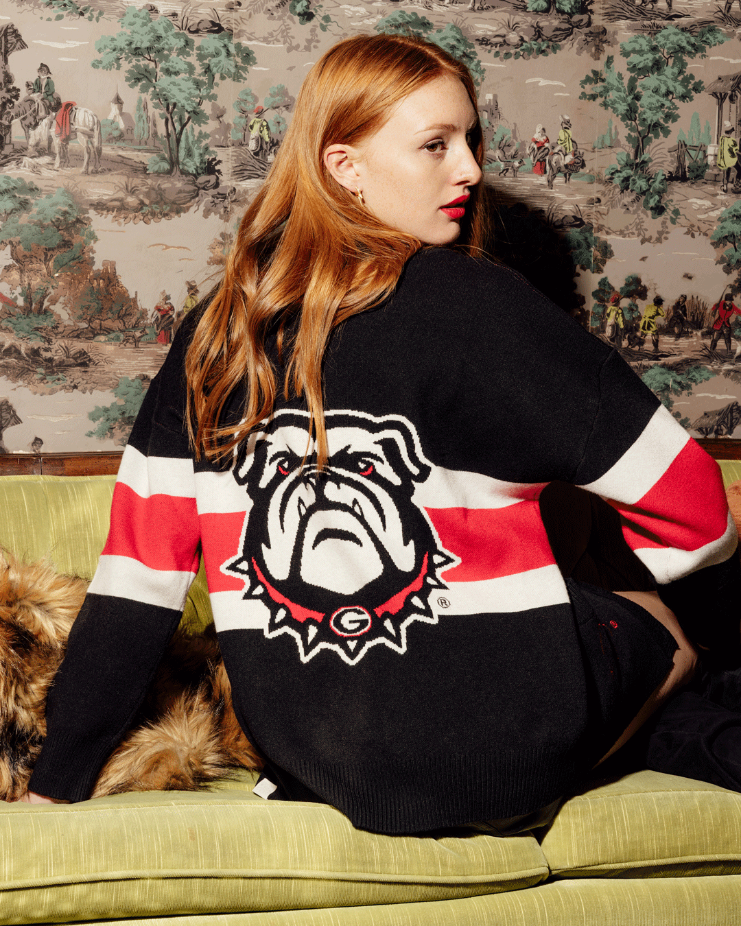 long sleeve button-up cardigan with  georgia bulldogs embroidery, perfect for tailgates and game day