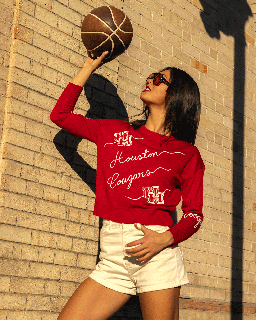 long sleeve red sweater houston cougars perfect for game day, tailgates, and campus wear.
