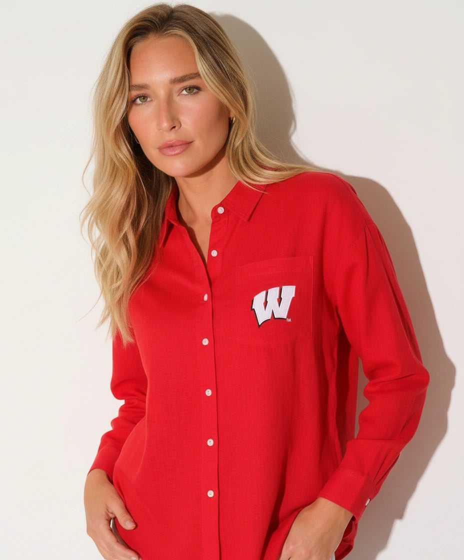 Wisconsin Badgers Linen Easy Shirt
