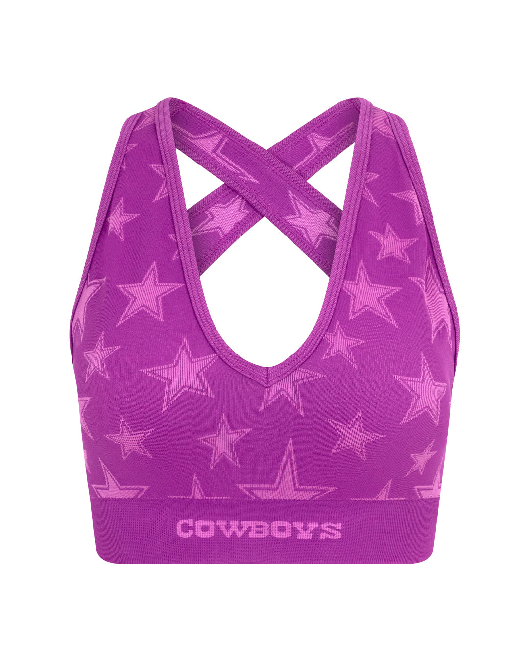 Dallas Cowboys Seamless star bra in hyper-violet color made by KadyLuxe.