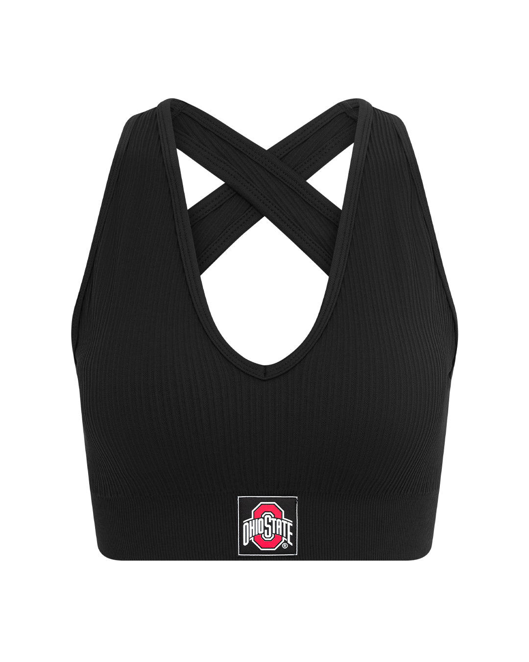 Ohio State Buckeyes seamless rib bra in black by Kadyluxe.