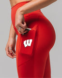 Side view of KADYLUXE® Wisconsin® Badgers Pocket iLegging in Cardinal Red