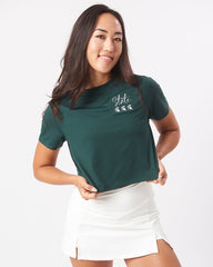 KADYLUXE® Michigan State Spartans milky silk crop tee in evergreen.