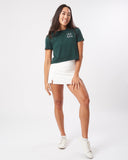 KADYLUXE® Michigan State Spartans milky silk crop tee in evergreen full body image.