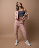 KADYLUXE® womens fleece sweatpant jogger in dusty rose pink front view