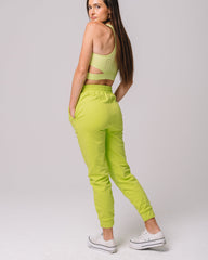 KADYLUXE® womens fleece sweatpant in lime color back view