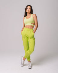KADYLUXE® womens fleece sweatpant in lime color front view