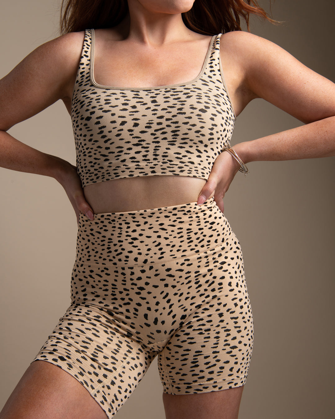 KADYLUXE® womens seamless cheetah biker short and matching cami.