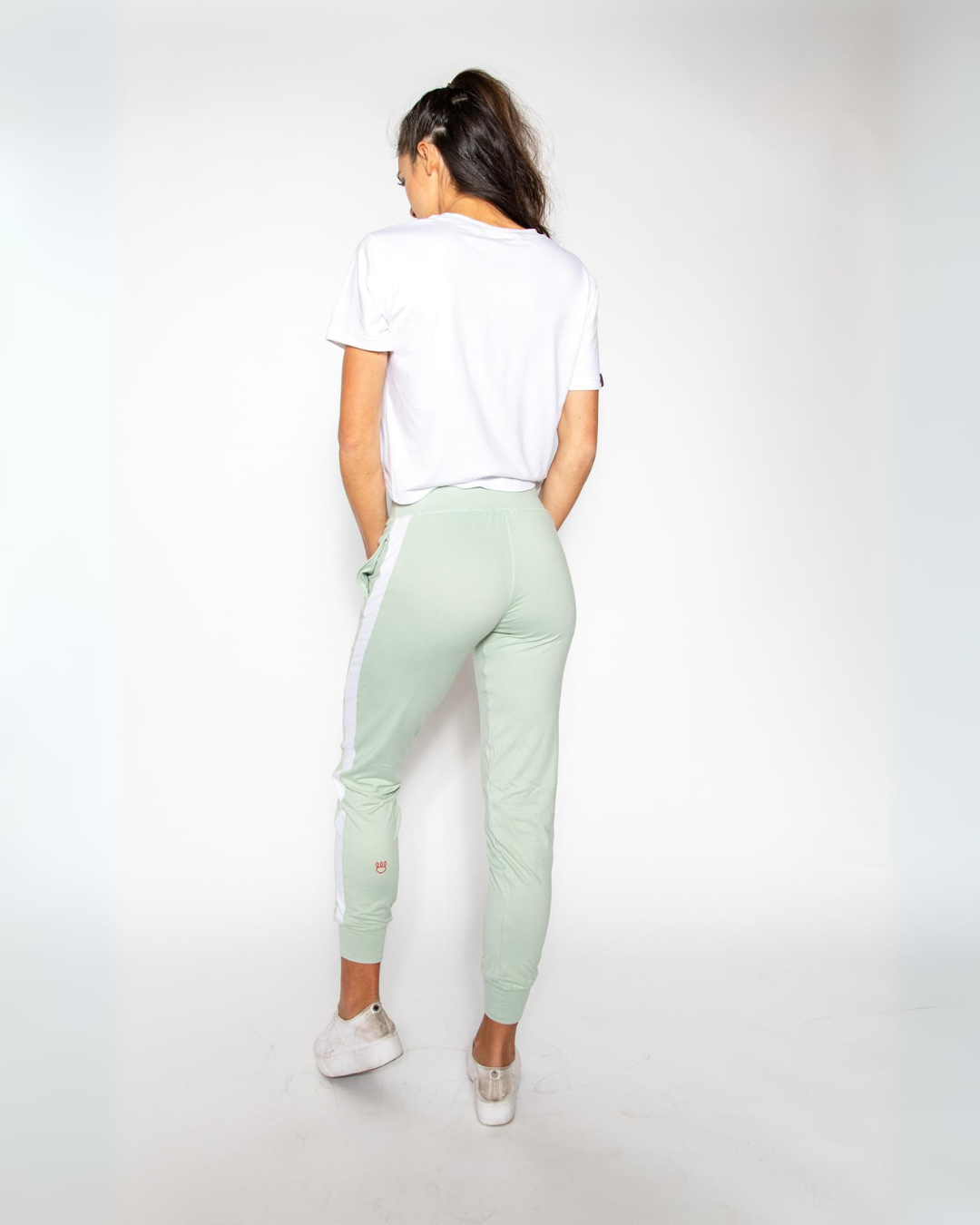 Back view of KADYLUXE® Milky Silk™ Lounge Jogger in Neo Mint