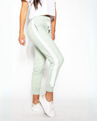 Side view of KADYLUXE® Milky Silk™ Lounge Jogger in Neo Mint