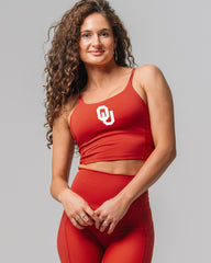 Oklahoma Sooners KADYLUXE® womens cami bra cardinal red with primary logo front view