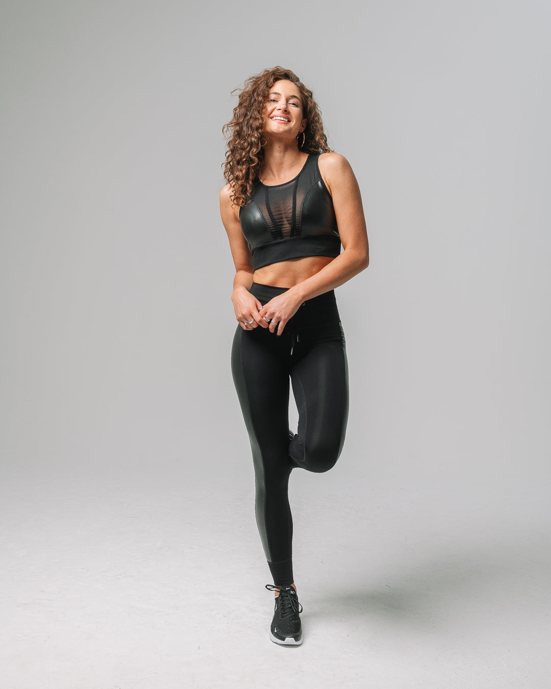 KADYLUXE® recycled faux leather legging in black front view