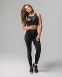 KADYLUXE® recycled faux leather legging in black front view